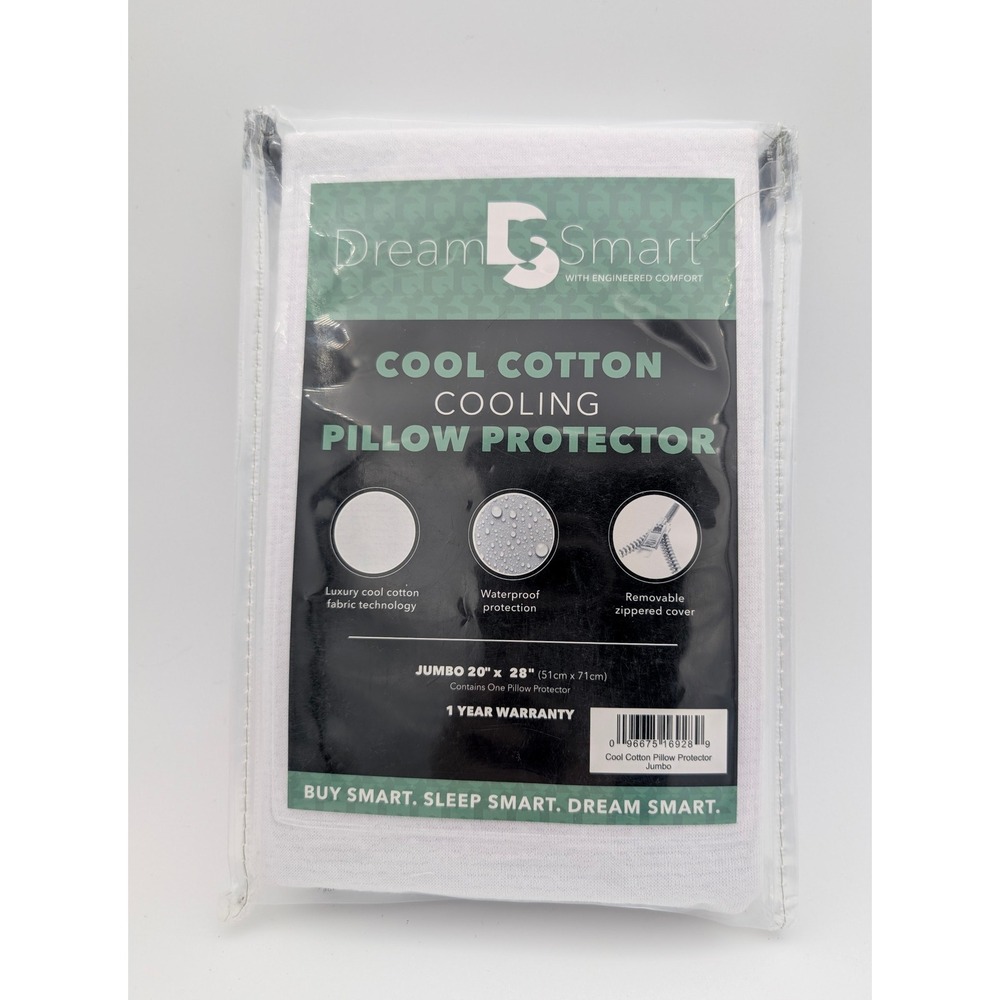 2 - Dream Smart Cool Cotton Cooling Pillow Protector Jumbo 20 x 28 Waterproof